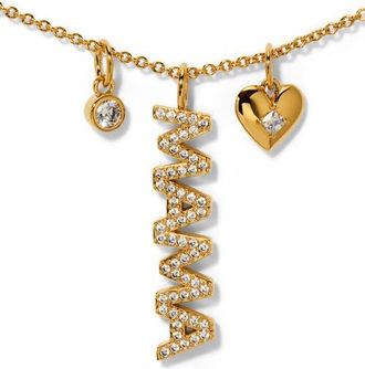 Nadri Mama Crystal Pav&eacute; Charm Necklace in Gold at Nordstrom