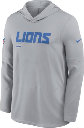 Nike Detroit Lions Pure Fury Sideline Nike Mens Dri-FIT NFL Long-Sleeve Hooded Top in Grey | 03B901V9J-P8B