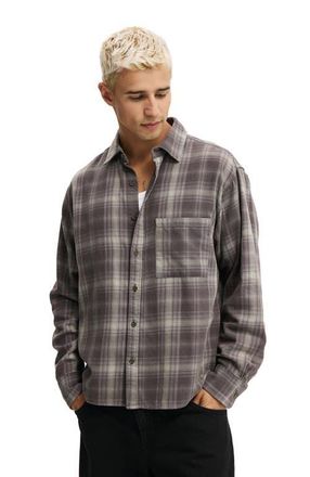 Cotton On Mens Tribeca Long Sleeve Shirt in Charcoal Washed Check at Nordstrom, Size Xx-Large