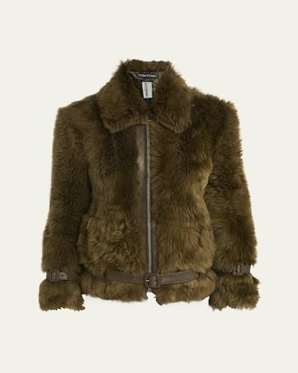 Tom Ford Sheep Shearling Belted Short Jacket