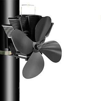 Soleil Ventilador De Chimenea De 4 Aspas Para Estufa De Le&ntilde;a, Estufa De Le&ntilde;a O Chimenea, Color Negro