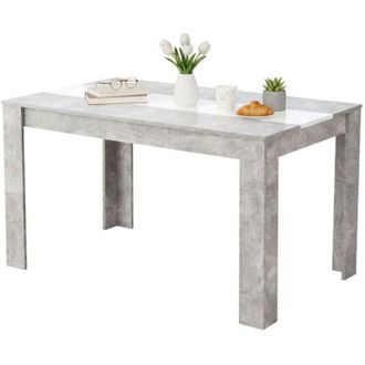 Dmora Tavolo Fisso Simala, 6 Posti, Forma Rettangolare, Colore Struttura Bianco, 135x80.5x74.5h cm Grigio Cemento