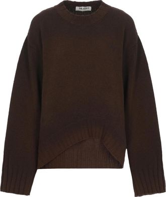 The Attico Asymmetrische Trui - Dames - Ronde hals truien - Bruin - XS - Wol - Truien & Vesten