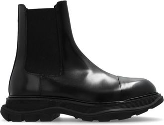 Alexander McQueen Leren platform enkellaarzen - Heren - Chelseaboots - Zwart - 40 EU - Leer - Schoenen