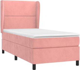 vidaXL Vidaxl - Cama Box Spring Con Colch&oacute;n Terciopelo Rosa 90x200 Cm