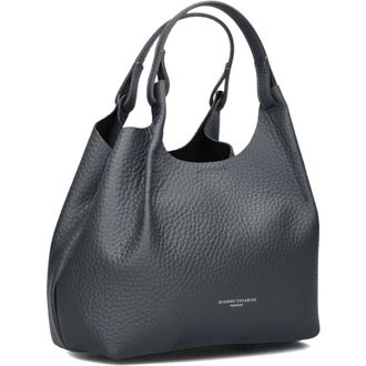 Gianni Chiarini Tassen, Dames, Blauw, ONE Size, Wol, Blauwe leren schoudertas DUA 9719