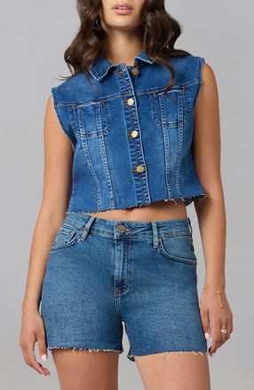 Lola Jeans Gabbie Cropped Denim Vest in Dim Sky at Nordstrom, Size X-Small