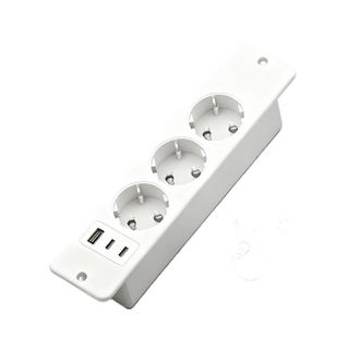 OEM Enchufe De Mesa Empotrado Con 1 Puerto Usb Y 2 Puertos Tipo-c, Enchufe Triple Con Cable, Toma De Corriente M&uacute;ltiple Para Muebles O Encimeras (blanco)