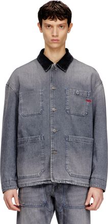 Diesel Utility-style denim jacket with contrasting collar - Denim Jackets - Unisex - Grey