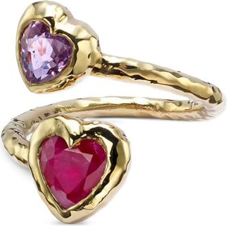 Octavia Elizabeth Moi and Toi pink sapphire and ruby ring - Gold