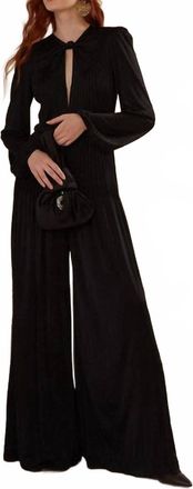Farm Rio Long Sleeve Knot Jumpsuit In Black