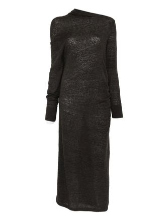 SOEUR Gisee draped midi dress - women - Recycled Polyamide/Alpaca Wool/Wool/Polyamide - 1 - Brown
