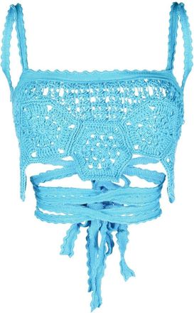 Alanui Blooming Flowers top - women - Cotton - XS/S - Blue