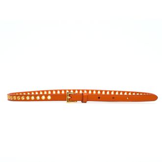 Prada Orange Skinny Eyelet Embellished Belt