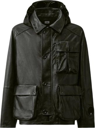 C.P. Company C.p. Company - Goggle Leren Jas - Heren - Jassen - Zwart - Maat: M Katoen