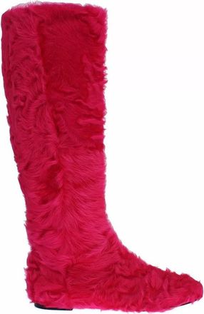 Dolce & Gabbana Roze Lamshaw Lederen Platte Laarsjes