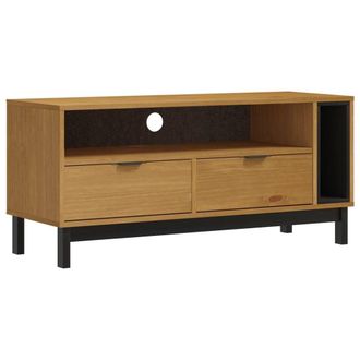 Berkfield Home TV Cabinet FLAM 110x40x50 cm Solid Wood Pine in Brown | Size: 110 x 40 x 50 cm