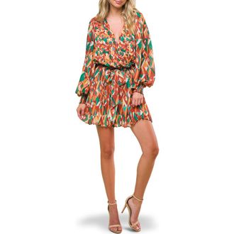 Flying Tomato Print Pleated Romper in Brown/green at Nordstrom Rack, Size Medium