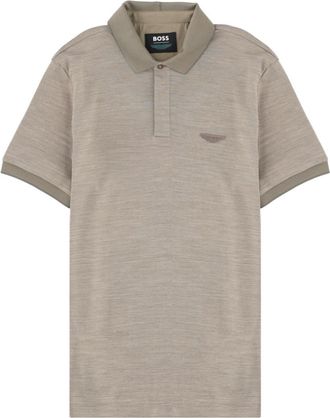 HUGO BOSS Grey Solid Shirt Collar Polo