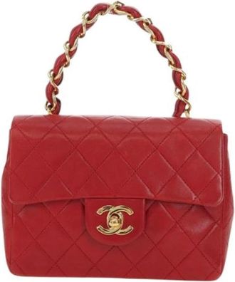 Chanel Pre-owned Vintage Leren Handtas - Dames - Vintage Handtas - Rood - ONE Size - Leer - Vintage