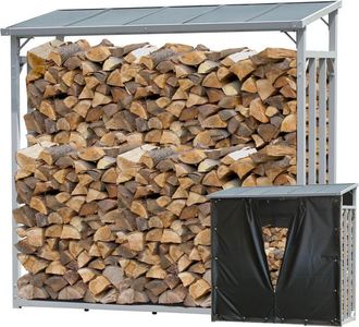 Quick-Star Quick-star - Aluminium Kaminholzregal Xxl 185 X 70 X 185 Cm Mit Wetterschutz Garten Kaminholzunterstand 2,3 M&sup3; Kaminholzlager Stapelhilfe Aussen