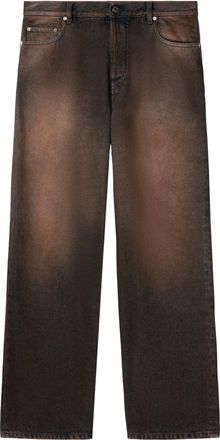 Off-white Jeans con fantasia tie dye - Marrone