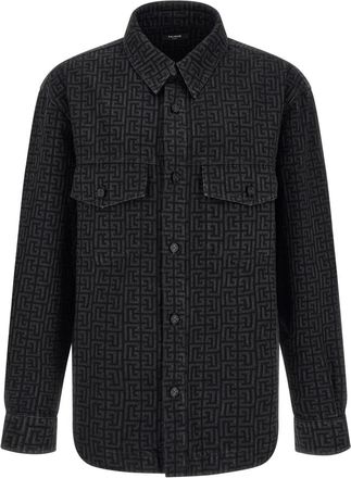 Balmain Pure Cotton Overshirt - Heren - Zomerjassen - Zwart - L - Katoen - Jassen