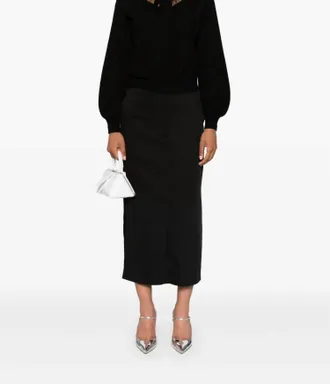 Twin-Set Knitted Sweater With Lace Top In Black