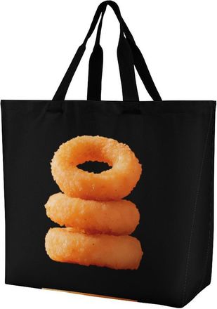 Generic Onion Rings Reusable Shopping Bags One Shoulder Grocery Tote Bag Waterproof Big Purse for Work Travel