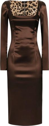 Dolce & Gabbana Abito midi con scollo quadrato - Marrone