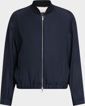 PESERICO Zip-Front Twill Bomber Jacket