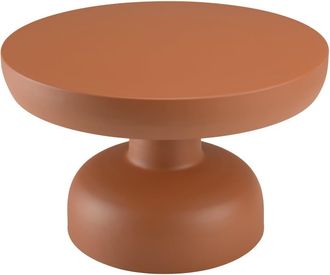 Macabane Mesa de centro redonda de 60 cm en hierro color marr&oacute;n mate