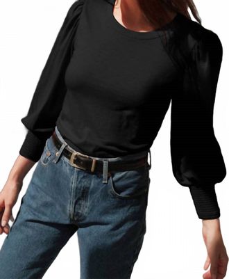 Nation Ltd Loren Peasant Tee In Jet Black