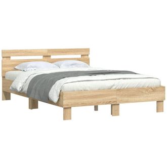 vidaXL Vidaxl - Estructura de cama cabecero y luces led roble Sonoma 120x200 cm
