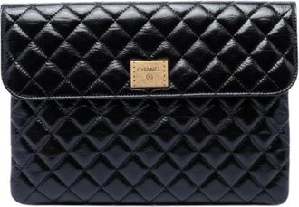 Chanel Pre-owned Quilted Patent Clutch - Dames - Vintage Clutch - Zwart - ONE Size - Leer - Vintage