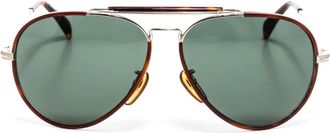 Eyewear by David Beckham Aviator zonnebril met acetaat- en metalen montuur - Heren - Zonnebrillen - Bruin - ONE Size - Accessoires
