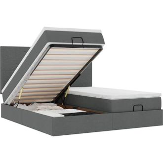 vidaXL Estructura Cama Otomana Colchones Tela Gris Oscuro 160x200 Cm Vidaxl