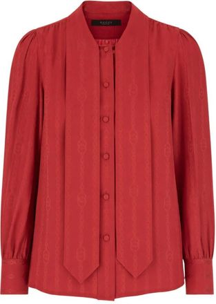 Gucci Jacquard Zijden Blouse - Dames - Blouses - Rood - S - Overhemden