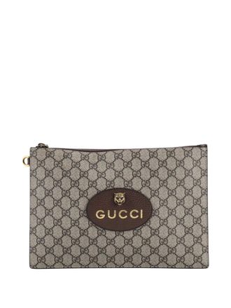 Gucci Neo Vintage Wristlet Pouch GG Coated Canvas clutch bag - women - Fabric - One Size - Brown