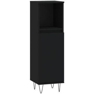 vidaXL Armario De Ba&ntilde;o Madera Contrachapada Negro 30x30x100 Cm Vidaxl