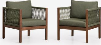 Sklum Pack De 2 Sillones De Jard&iacute;n Con Reposabrazos En Madera De Acacia Branson Sklum