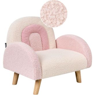 Beliani Sill&oacute;n Infantil Arco&iacute;ris Silla Tapizada Para Ni&ntilde;os Patas De Madera Rosa Pastel Ombo