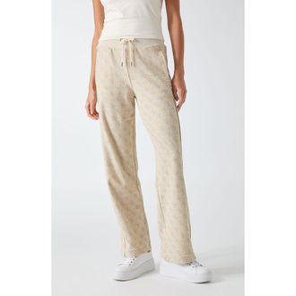 Guess 4G Logo Jacquard Drawstring Pants in Beige at Nordstrom, Size X-Small