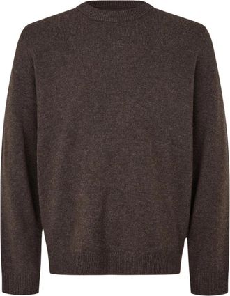 Sams&oslash;e & Sams&oslash;e Isak Knit Sweater - Heren - Ronde hals truien - Bruin - L - Wol - Truien & Vesten