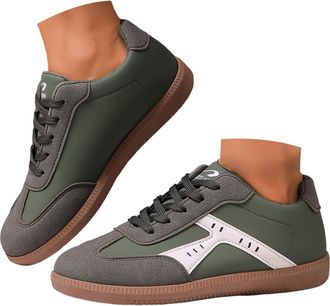 Generic Womens Retro Sneakers Vintage Leather Suede Patchwork Casual Shoes Classic Tennis Low Top Lightweight Running Trainers Walking Shoes for Women Non-Sli