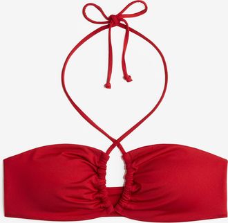 H&M Wattiertes Neckholder-Bikinitop - Red