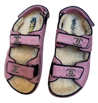 Chanel Pink Ponyskin Dad Sandals Size 36