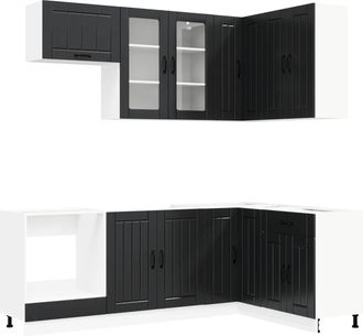 vidaXL Unidad De Cocina Lucca 8 Uds. Negro Madera De Ingenier&iacute;a Vidaxl