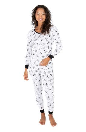Leveret Womens Cotton Matching Family Halloween Pajamas in Skeleton White at Nordstrom, Size X-Large