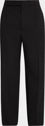 Saint Laurent Men & apos;s Wool Stripe Pleated Wide-Leg Trousers